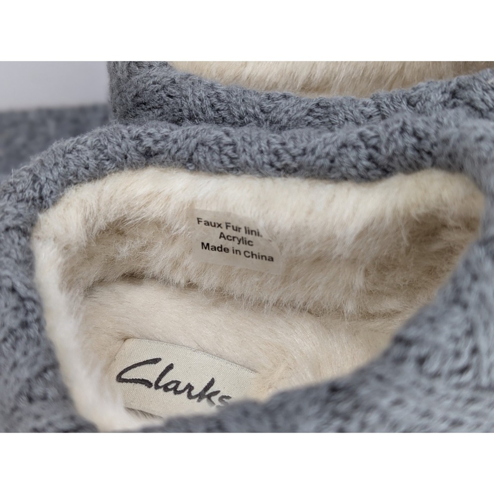 Clarks Slippers Womens 9 M Knit Collar Clog Gray Leather Casual Comfort Low Top - Picture 5 of 11